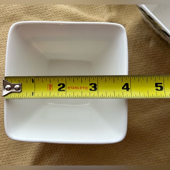 4 Ciroa grapevine, simple serve, square appetizer, porcelain bowls. 4” - Picture 5 of 6